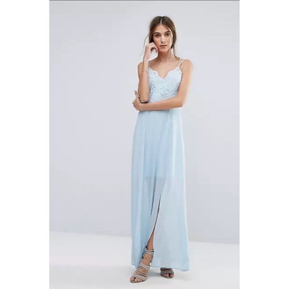 New Look Light Blue Lace Bodice Maxi Dress